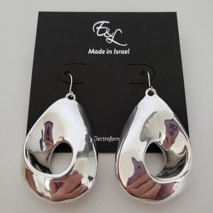 E&L Israel Sterling Silver Electroform Drop Earrings